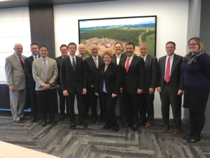 On 12 May, several Houston-based members of IADC met with U.S. Senator Heidi Heitkamp of North Dakota to discuss issues of interest to the U.S. oil and gas industry. From Left: Bob Warren, IADC; Jason McFarland, IADC; Jim Rocco, IADC; Tony Seeliger, Pacific Drilling; Mike Lawson, Rowan; Mike Bowie, GE Oil & Gas; Lyndol Dew, Diamond Offshore Drilling; Senator Heitkamp; Paul Mosvold, Scandrill, Inc.; Mike Garvin, Patterson-UTI Drilling Company; Mike Holcomb, Patterson-UTI; GUY, Patterson-UTI Drilling Company; Hilary Burden, Patterson-UTI Drilling Company.