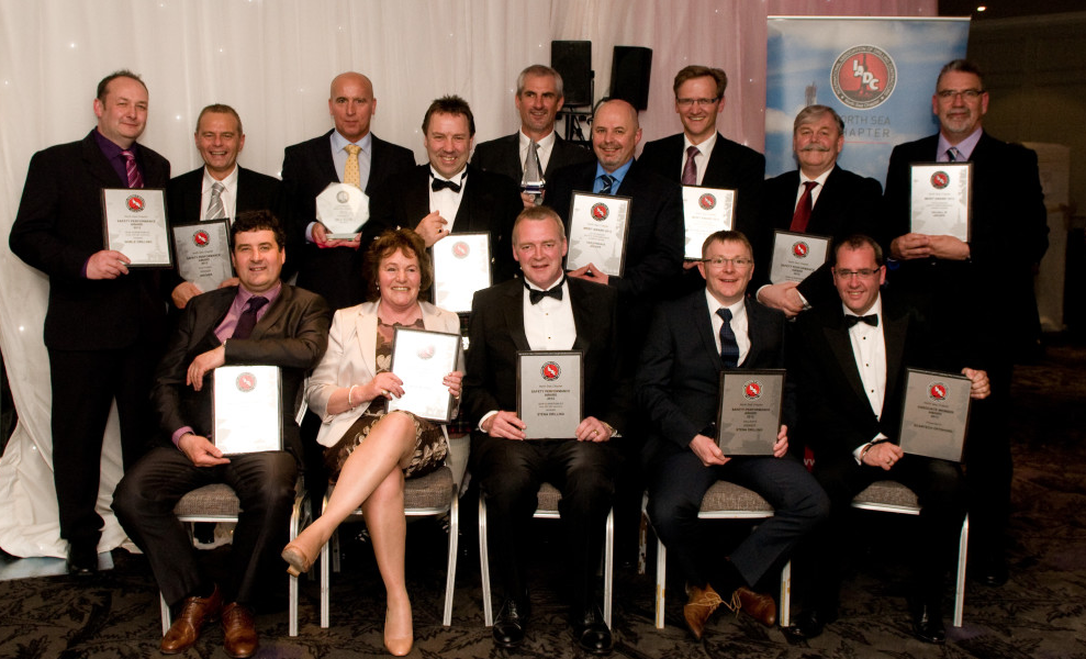 IADC North Sea Chapter Safety Awards Winners and Runners-up 2013 (left to right): FRONT ROW: Julian Hall, Ensco; Jane Findlater, KCA Deutag; George Cheyne, Stena Drilling; Brian Innes, Stena Drilling; Robbie Garden, ScanTech Offshore; BACK ROW: Tony Slater, Noble Drilling; Ray Taylor, Archer; Paul Ellis, Archer; Gary Stuart, Northern Offshore; Steve Rae, Archer; Kenny Dey, Archer; Arild Pettersen, KCA Deutag; Paul Horne, KCA Deutag; Mike McLellan, Archer.