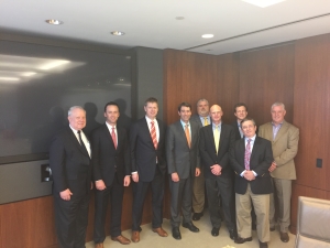On 30 March, several IADC members met with Louisiana Congressman Garret Graves at Rowan’s Houston offices to discuss general drilling issues in the Gulf of Mexico and the BSEE well control rule. From left: Alan Spackman, IADC; Jason McFarland, IADC; Tom Burke, Rowan; Congressman Graves; Chris Johnston, Ensco; Pharr Smith, Rowan; Mike Lawson, Rowan; David Faura, Rowan and Michael Clark, Rowan.