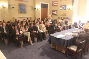 Mike Garvin, Patterson-UTI, presents during the lunch and learn event IADC hosted on Capitol Hill