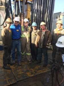 Senator Ted Cruz (third from left), with crew members of the Scan Gold rig during his visit on 20 February.