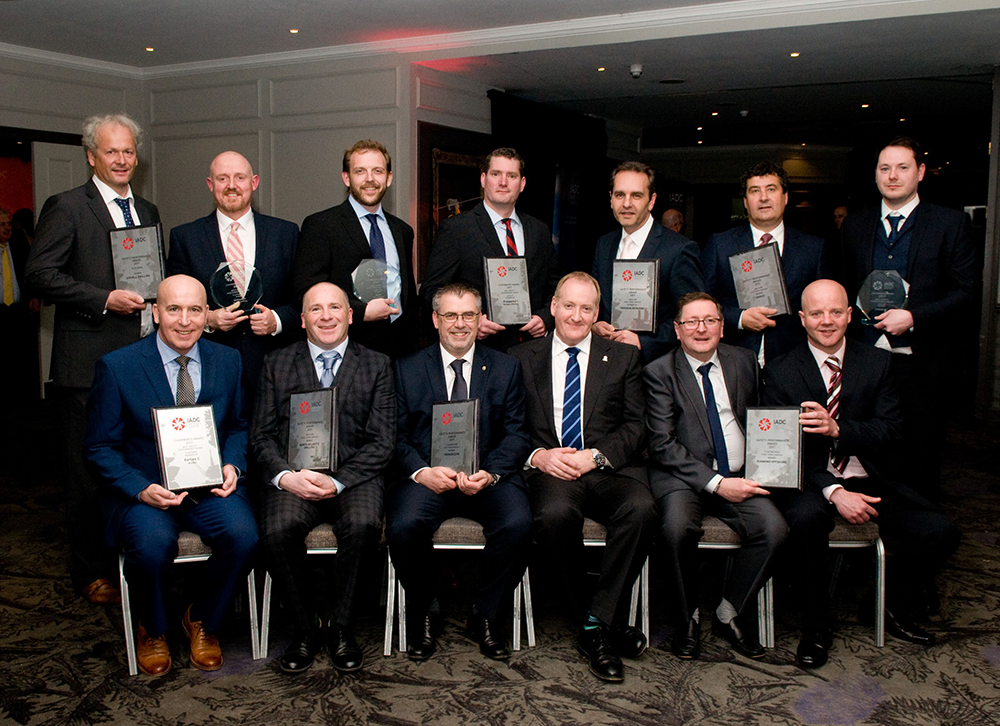 IADC North Sea Chapter Safety Award Winners and Runners-up 2018 BACK ROW: Ole Maier, Odfjell Drilling; Ally Malcolm, Awilco Drilling; Ed Wheler, KCA Deutag; Jasper Goeting, Paragon Offshore, Bram Leerdam, Paragon Offshore; Julian Hall, Ensco; Darren Rainnie, Ensco FRONT ROW: Scott Ewen, Diamond Ofshore; Gavin Carlile, Ensco; Jeroen van Wettum, Paragon Offshore; Mike Brumfield, Awilco Drilling