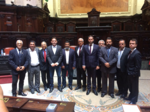 Dr Leandro Luzone, IADC Brazil Chapter Executive Secretary, met with multiple state legislators during the chapter’s efforts to prevent changes to the Repetro tax regime this year. Pictured include Macaé city councilors Maxwell Vaz (far left), Marvel Maillet (fourth from left) and Val Barbeiro (fifth from left), as well as Jose Walmir with SPE (fourth from right); Guilherme Abreu, Macaé’s Conventions and Visitors Bureau President (third from right); and Evandro Cunha, Firjan’s Coordinator in Macaé (second from right).
