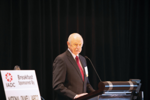 Trent Latshaw accepts the 2018 Drilling Contractor of the Year Award during the IADC Annual General Meeting in November.