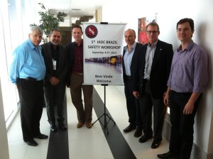 Members attend the IADC Brazil Chapter Safety Workshop. L to R: John Guy, Chapter Secretary; Joao Cabral, Petrobras; Tony Cox, IADC Brazil Regional Director; Hugh Oliver, Chapter Vice President and Event Coordinator; Mark Denkowski, IADC VP Accreditation and Credentialing and Rogerio Furtado, Chapter President.