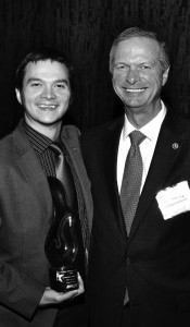 Brian C. Parks and Mike Killalea accept the 2012 Lantern Award on behalf of IADC and Drilling Contractor Magazine.